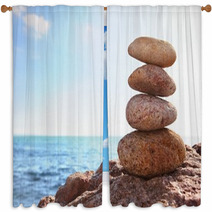 Zen Stones By The Sea Window Curtains 28633014