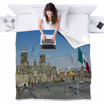 Zocalo In Mexico City Blankets 42303297