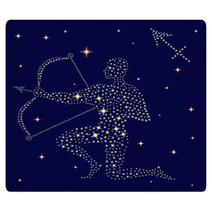 Zodiac Sign Sagittarius On The Starry Sky Rugs 60427929