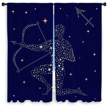 Zodiac Sign Sagittarius On The Starry Sky Window Curtains 60427929