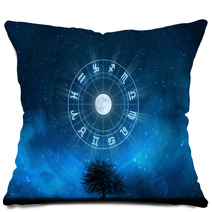 Zodiac Signs Horoscope With The Tree Of Life And Universe Pillows 59959378