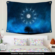 Zodiac Signs Horoscope With The Tree Of Life And Universe Wall Art 59959378