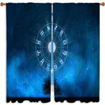 Zodiac Signs Horoscope With The Tree Of Life And Universe Window Curtains 59959378