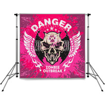Zombi Apocalypse Emblem With Skull On Grunge Background Backdrops 123993549