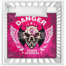 Zombi Apocalypse Emblem With Skull On Grunge Background Nursery Decor 123993549