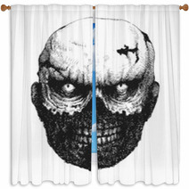 Zombie Hand Drawn Vector Illustration Eps8 Window Curtains 75527984