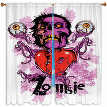 Zombie Heart Window Curtains 52150848