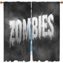 Zombie Horror Movie Poster Window Curtains 177807326
