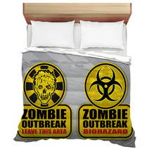 Zombie Outbreak Biohazard Warning Signals Bedding 41733504