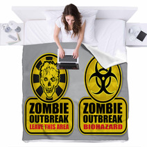 Zombie Outbreak Biohazard Warning Signals Blankets 41733504
