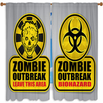 Zombie Outbreak Biohazard Warning Signals Window Curtains 41733504