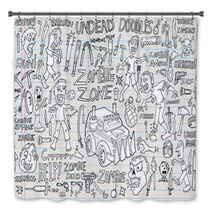 Zombie Undead Doodle Vector Illustration Set Bath Decor 46039980