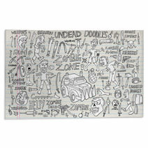 Zombie Undead Doodle Vector Illustration Set Rugs 46039980