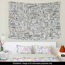 Zombie Undead Doodle Vector Illustration Set Wall Art 46039980