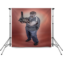 Zombie With Mechanical Saw Backdrops 52738660