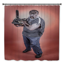 Zombie With Mechanical Saw Bath Decor 52738660