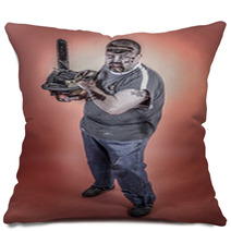 Zombie With Mechanical Saw Pillows 52738660