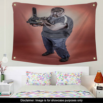 Zombie With Mechanical Saw Wall Art 52738660