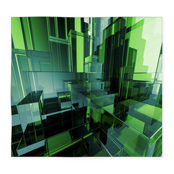 3d Abstract Green Glass Geometric Custom Size Floor Mat