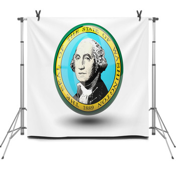 3d Ball Icon With Flag Of Washington Fleece Backdrop