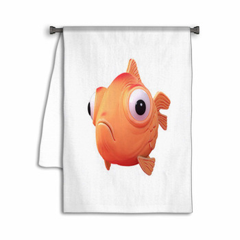 3d Cartoon Character Of A Spherical Goldfish With Towel
