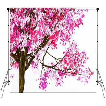 3d Render Image Of Pink Spring Tree Custom Size Backdrop