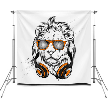 A Beautiful Lion Wearing Custom Size Backdrop