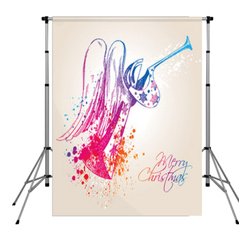 A Colorful Christmas Angel With Pole Pocket Backdrop