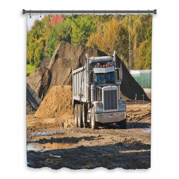 A Dump Truck About To Unload Custom Size Shower Curtain