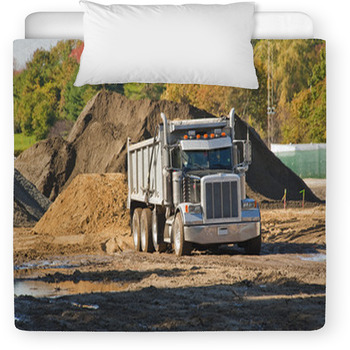 A Dump Truck About To Unload A Pile Toddler Comforter