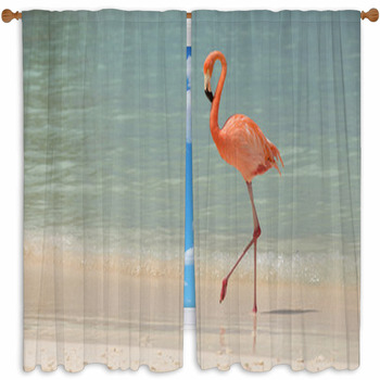 A Flamingo Walking On A Custom Size Window Curtain