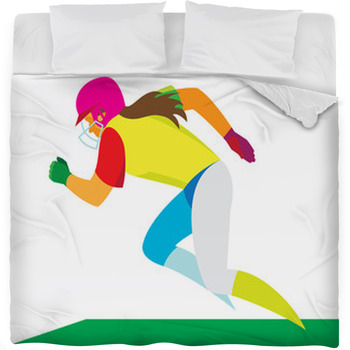 A Girl Is Softball Player Running Fleece Bed Blanket