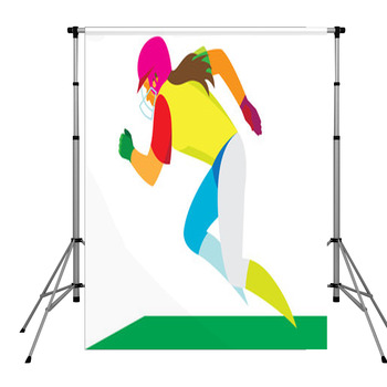 A Girl Is Softball Player Running Pole Pocket Backdrop