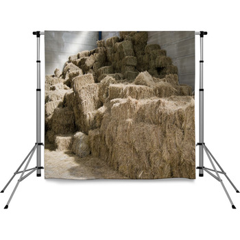 A Huge Hay Stack In A Barn Pole Pocket Backdrop