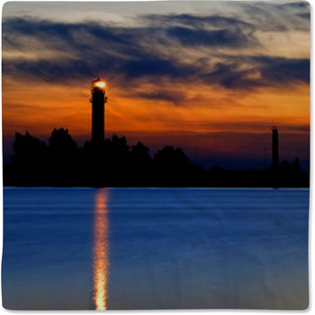 A Lighthouse Shining At Late Evening. Riga,  Baby Blanket