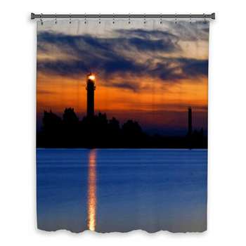 A Lighthouse Shining At Late Custom Size Shower Curtain