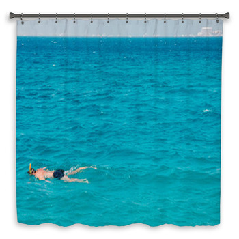 A Man Swims With A Mask Custom Size Shower Curtain