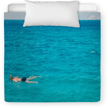A Man Swims With A Mask Toddler Comforter