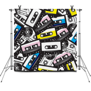 A Set Of Different Audio Cassettes Fleece Backdrop