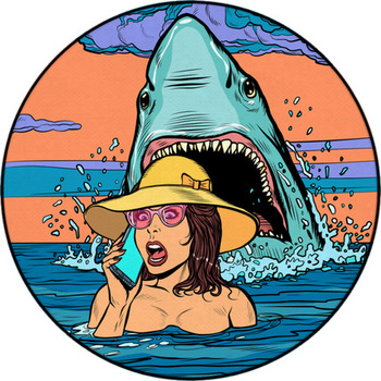 A Shark Attacks A Woman At Sea The Girl Asks Round Rug