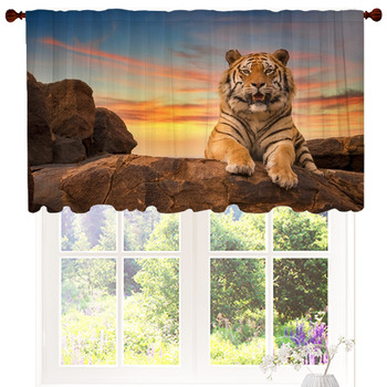 Tiger Portrait Snout 3D Blockout Photo Mural Printing Curtain Drap Fabric Window 