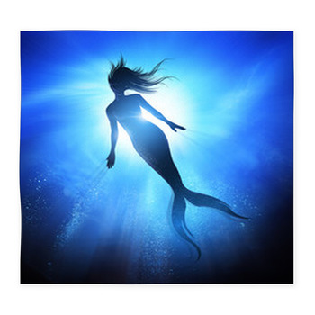 A Swimming Mermaid Silhouette With  Custom Size Floor Mat