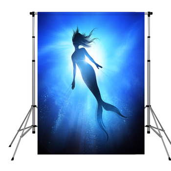 A Swimming Mermaid Silhouette With  Pole Pocket Backdrop