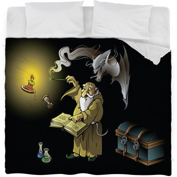 A Wizard Summoning Ghostly Demon, Fleece Bed Blanket