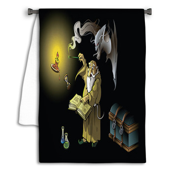 A Wizard Summoning Ghostly Demon, Vector Towel