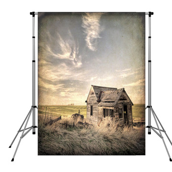 Abandoned Homestead On Prairie Pole Pocket Backdrop