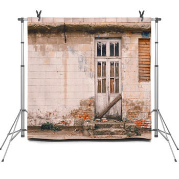 Abandoned House With A Boarded Up Door Fleece Backdrop