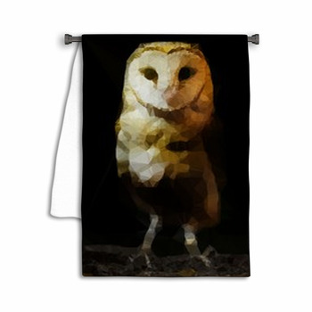 Abstract Barn Owl Polygonal Vector Illustration On  Towel