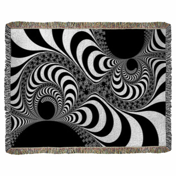 Abstract Black And White Swirls Woven Throw Blanket
