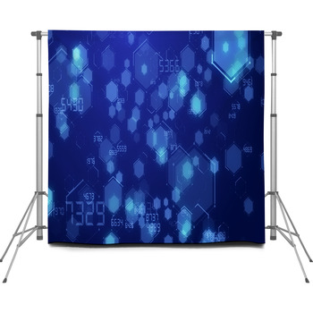 Abstract Blue Hexagon Honeycomb Custom Size Backdrop